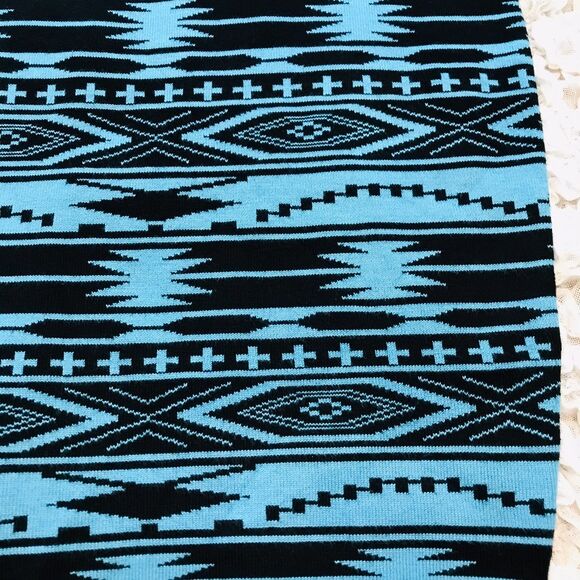 Fiancee Blue Dress women bodycon short sleeve dress with geometric print size S - Picture 3 of 7